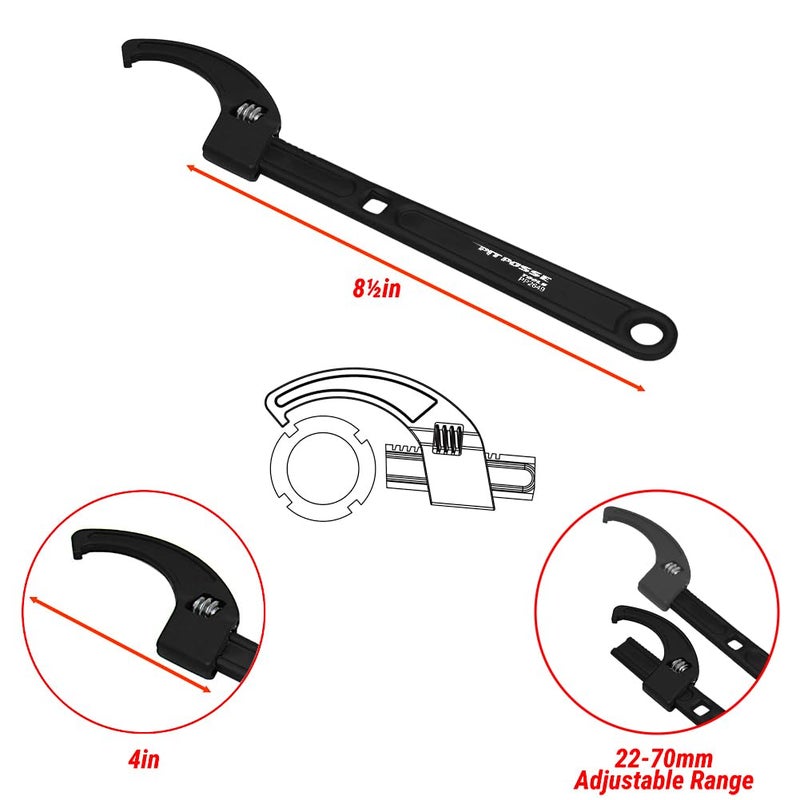 Pit Posse PP2649 Adjustable Steering Stem/Spanner/Castle Nut Wrench with 3/8 Drive Cutout for a Torque Wrench - Fits Most Bikes Range 22-70mm - Made of Steel - Automotive Tools - Image 5